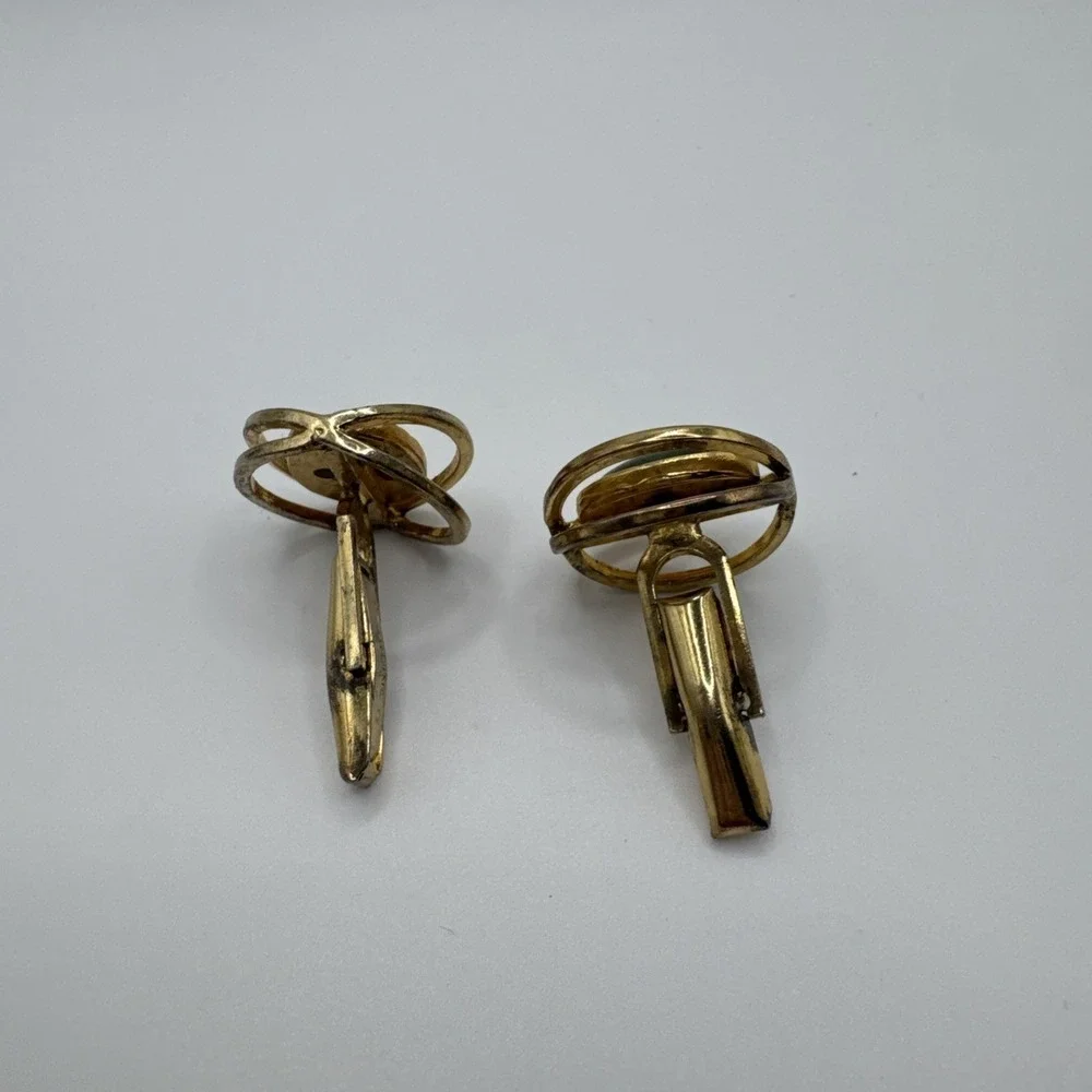 Vintage Sterling Silver T2 Green Cabochon Modernist Cufflinks Gold Wash Mens